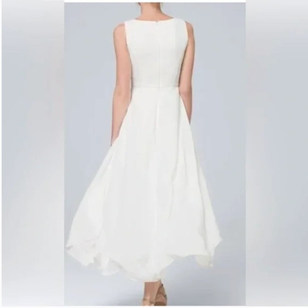 White House Black Market Flowy Wide Leg Overlay Ivory Jumpsuit 6P - Picture 2 of 12